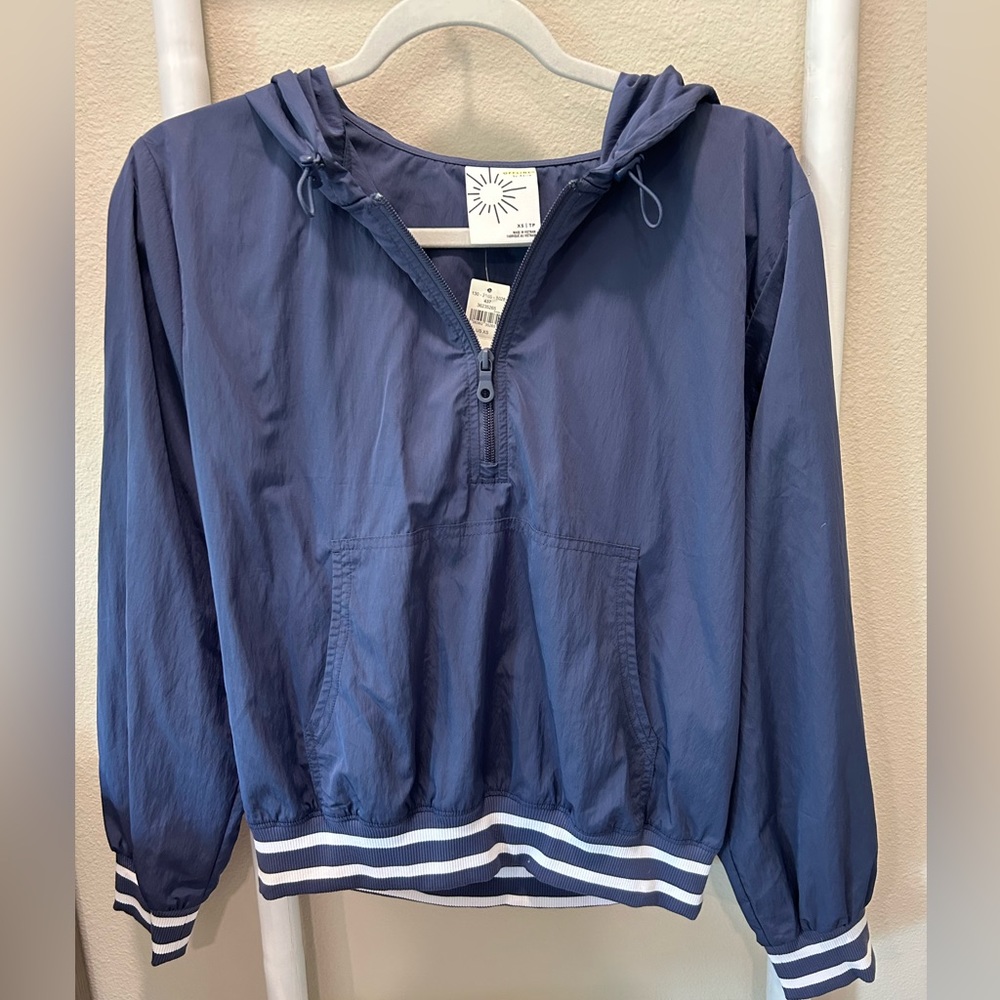 Offline By Aerie Nylon Navy Windbreaker Track Half Zip Top